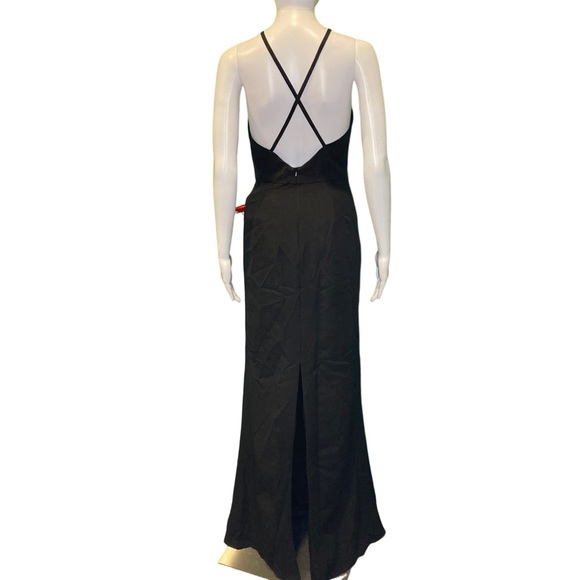 NWT Ieena for Mac Duggal 26618 Black Bow Halter Criss-Cross Column Gown - Sz 2 - Picture 4 of 11